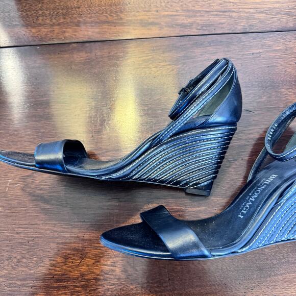 Bruno Magli Black Leather Sandal Size 7.5 - Picture 4 of 14